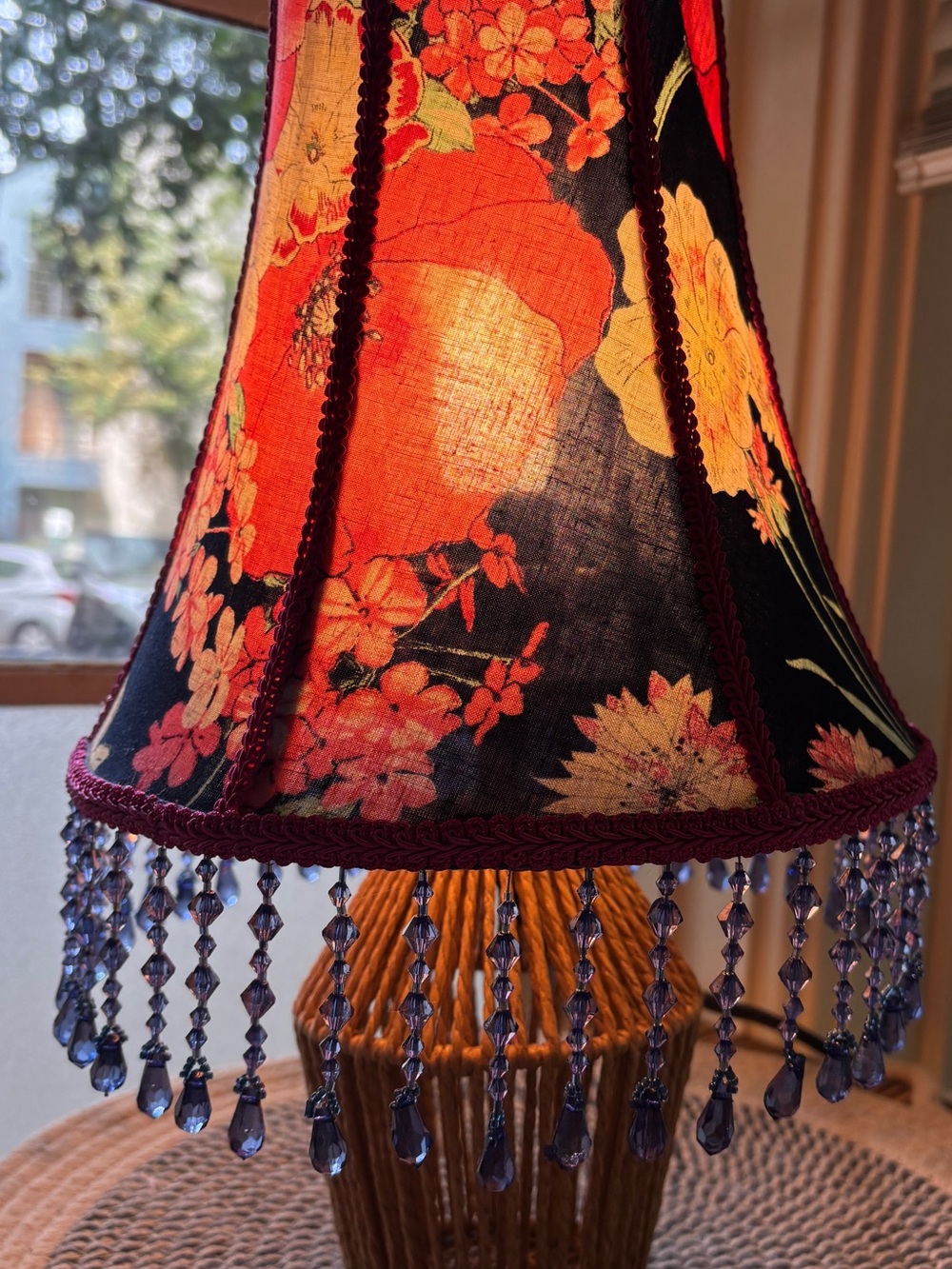 Pink Floral & Navy Beaded Lampshade! - Picture 5 of 5